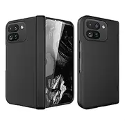 [Woluki] for Google Pixel 9 Pro Fold Case,Spring Hinge Protection [Built-in Screen Protector Film] Skin Feel Hard PC Anti Fingerprint Anti Scratch Anti Drop Phone Case (Black)