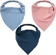 Hair Scarf Headband Triangle Bandana for Hair Kerchief For Women Girls Elastic Head Scarves Cover for Women Large Chiffon Hair Wrap Set for Teen Girls 3 Pcs