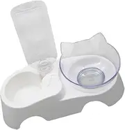GANAZONO 1Set Pet Food Feeder Practical Dual Bowl Design for Cats and Dogs Tilted Bowls with Automatic Water Dispenser for Pets