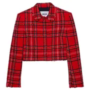 [MSGM] Red Checks Cropped Jacket