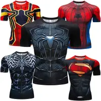 在飛比找ETMall東森購物網優惠-彈力緊身衣蜘蛛俠半截袖超人t恤
