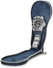 CONTACT'S FAMILY 1 Watch Saffiano Leather Watch Case Zipper Watch Organizer Blue
