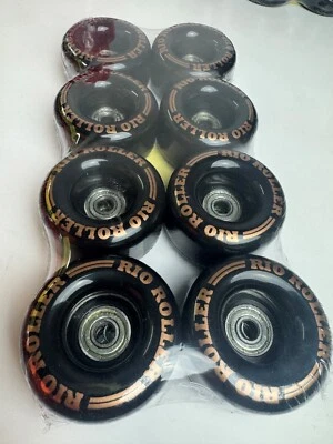Rio Roller Coaster Wheels 62mm 82a ABEC-7 Bearings Black w/ Rgold NEW FREE POST