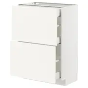METOD / MAXIMERA base cab with 2 fronts/3 drawers, white/Vallstena white, 60x37x80 cm