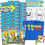 Pink Fong Baby Shark Baby Shark Mini Party Favors Set for Kids - Bundle with 24 Grab n Go Play Packs Coloring Pages, Stickers and More (Baby Birthday Supplies)