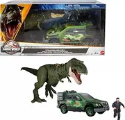 MAGNETOE Legacy Tyrannosaurus Rex Ambush Pack Toy Vehicle and Action T-Rex Figure Set, Compatible with Mattel Jurassic World