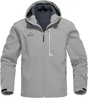 [Rdruko] Men's Outdoor Softshell Jacket Fleece Lined Waterproof Lightweight Hiking Hooded Jacket