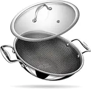 Stahl Artisan Hybrid Triply Non Stick Kadai with Lid, Stainless Steel Kadai for Cooking, Triply Kadhai Metal Spatula Friendly, Induction & Gas Stove Compatible, 1.6 L, 20 cm