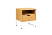 HomeStar Seashore Open Shelf Bedside Nightstand Side Table W/ 1-Drawer - Oak