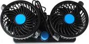 Dual Head Car Fan 12V Low Noise Five Blades Energy Saving Auto Dashboard Fans with Cigarette Lighter Plug for Car SUV RV