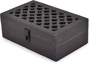 BHAVATU Mango Wood Decorative Wooden Box with Hinged Lid Ideal for Keepsakes, Trinkets, Jewelry and Other Stash (8" x 5" x 3")