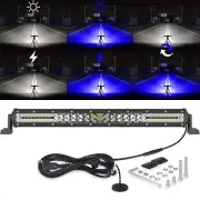 20 Inch White Blue Dual Colr LED Light Bar, Spot Flood Combo Strobe Warning W...