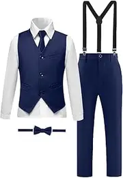 [SaiLiiny] Suits for Boy Formal Slim Fit Vest Pants Set Wedding Tuxedo Boys Suit Ring Bearer Outfit