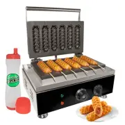 GorillaRock Corn Dog Waffle Maker Commercial | 6 PCS | Hotdog Waffle Maker