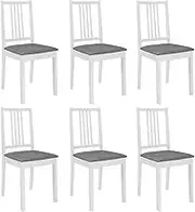 Dining Furniture Dining Chairs with Cushions 6 pcs White Solid Wood