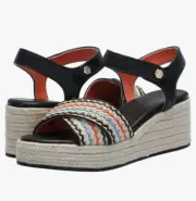 KARL LAGERFELD PARIS Women's Celest Ankle-Strap Espadrille Platform Wedge Sandal