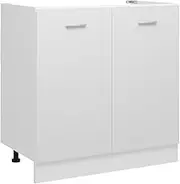 Kitchen Storage Sink Bottom Cabinet White 80x46x81.5 cm Engineered Wood