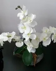 Art Studio Pottery Ikebana Vase w/ orchids