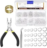 Tanstic 1403Pcs Silver Open Jump Rings Kit, 4mm, 5mm, 6mm, 7mm, 8mm, 10mm Jewelry Jump Rings with Jump Ring Opener, Jewelry Pliers and Tweezer for Jewelry Making