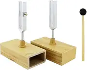 Aswalling 2 Piece Tuning Fork 440HZ Virbration Tuning Fork with Resonance Box Wood Color & Silver Wood+Steel for Sound Therapy, Yoga, Meditation and Relaxation