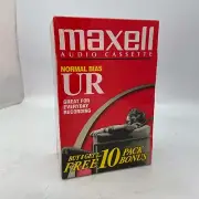 Set of 10 Maxell UR-90 Normal Bias Blank Cassette Tapes SEALED MINT PACKAGE!