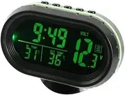 LED Car Clock, DC 12V Car Temperature Display Clock LED Lighted Auto Dual Temperature Gauge Voltmeter Voltage Tester