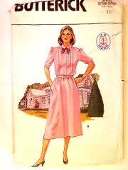 Dress 10 UC Butterick 3100 Sewing Pattern JG Hook Belted Pleated Top Elbow Calf