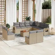 vidaXL 12 Piece Garden Sofa Set with Cushions Mix Beige Poly Rattan