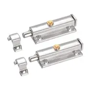 Door Flush Bolt, 4" Security Sliding Barrel Latch Lock W Spring Switch, 2PACK