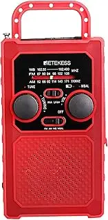 Retekess TR201 Crank Radio, Emergency Radio FM AM, with 5000 mAh Rechargeable Battery, LED Flashlight and Reading Light, SOS Emergency Alarm, Mobile Power, for Hiking, Camping, Emergency