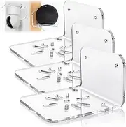 Acrylic Small Wall Shelf for Baby Monitors, Clear Floating Shelf for Security Cameras, Set of 3 Speakers Wall Mount, XICEN Adhesive Shelf Easy to Install, No Drill, with Cable Clips, Clear
