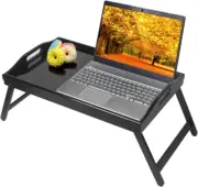 Bed Tray Table Foldable Kitchen Breakfast Food Tray Platters Serving Tray, Black