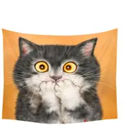 Funny Painted Cats Grey Kitten in Shock Tapestry