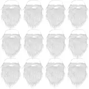 SUMERSHA 12 Pieces Fake Beards White Christmas Santa Beard Mustaches Costume Cosplay Party Supplies Funny Props