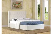 Istyle Wimbledon Double Gas Lift Ottoman Storage Bed Frame Fabric Beige