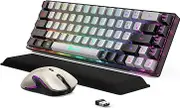 Wireless Gaming Keyboard and Mouse and Cooling Gel Wrist Rest, 68 Keys Compact Anti-ghosting No-Conflict Rechargeable Backlit Keyboard, 6D 3200DPI Mice, Cooling Gel Wrist Rest
