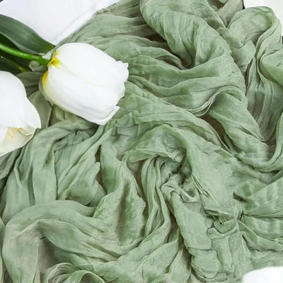 Sage Green Cheesecloth Table Runner 10ft Boho Gauze Fabric Cheese Cloth Table
