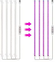 Plant Grow Light Strips 8W 84+84 22.7Lm Bright Grow Lamp with 8H/12H/16H Timer 5 Dimmable Brightn Growth Light for Green House Hydroponics Succulent 4 Red Blue Light 4 Bars