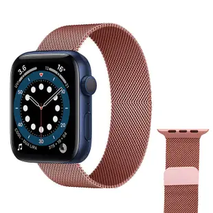 SHOWHAN Apple Watch 44/42/45ｍｍ米蘭尼斯磁吸金屬錶帶/七色可選黑色