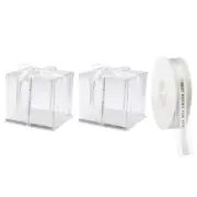 Clear Cake Box with Ribbon, 2Pcs 10"x10"x10" for 8 Inch Cake Packing (White)