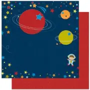Scrapbook Paper 12" 5p BoBunny Blast Off UFO Alien Space Ship Astronaut Planet