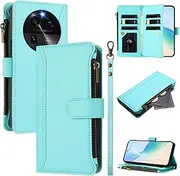 Compatible with Oppo Find X6 Pro 5G,Compatible with Oppo Find X6 Pro 5G Cover,Flip Kickstand Double Card Slots Zipper Wallet Case Green2