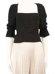 Black Ruch Detail Top