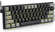 E-YOOSO 60% Mechanical Keyboard, 61 Key Ultra-Compact Gaming Keyboard Wired with Solid Yellow Backlit, 60 Percent Computer Keyboard for Windows, Mac OS (Black Grey, Brown Switch)