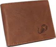 Scorpio Logo Men's Bifold Trifold RFID Blocking Real Leather Wallet Scorpion...