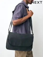 Black Wax Cotton Messenger Bag (AW0622) | $118