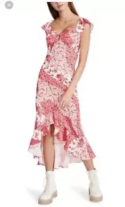 New Betsey Johnson Patchwork Dress Midi English Rose, ￼Pink And Red. Size XXL