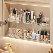 MORNITE 3 Pcs Medicine Cabinet Tray Organizer, Small Adhesive Bathroom Vanity Floating Shelves Storage for Toilet, Mirror Cabinet, Wall, Countertop, Clear