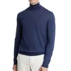 Hugo Boss Men's Long Sleeve BOSS Musso Turtleneck Virgin Wool Knit Sweater Blue