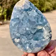 1.52LB Natural Blue Celestite Geode QuartzCrystal Mineral Specimen Healing